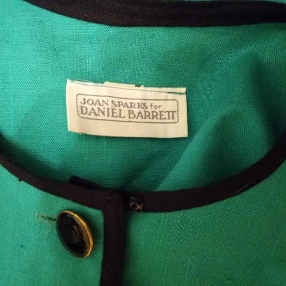 Joan Sparks for Daniel Barrett Vintage Tiered Green Linen Dress - Picture 5 of 5